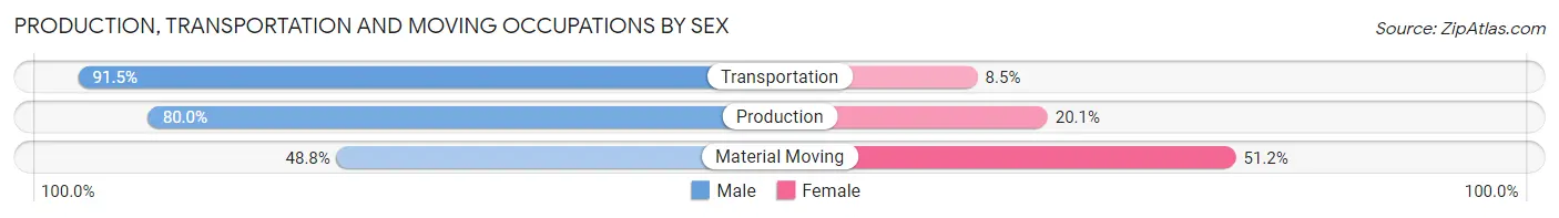 Production, Transportation and Moving Occupations by Sex in Summit County