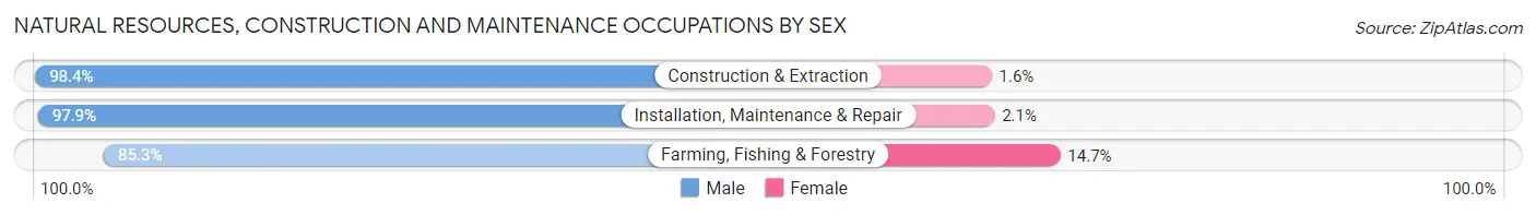 Natural Resources, Construction and Maintenance Occupations by Sex in Northwest Hills Planning Region