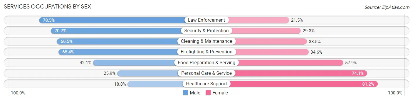 Services Occupations by Sex in New Castle County