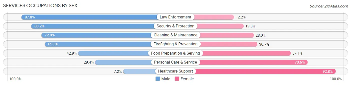 Services Occupations by Sex in Sussex County
