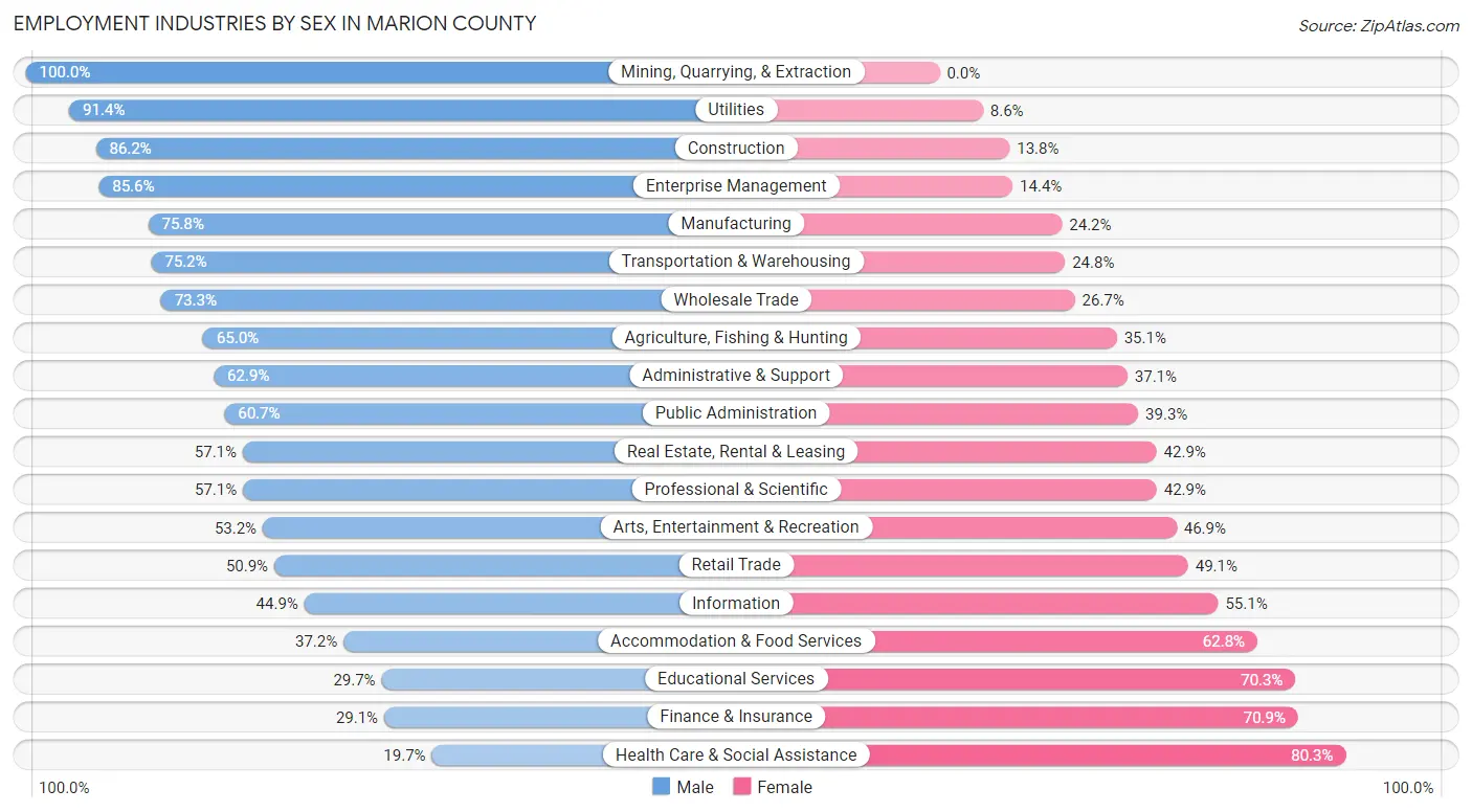 Employment Industries by Sex in Marion County