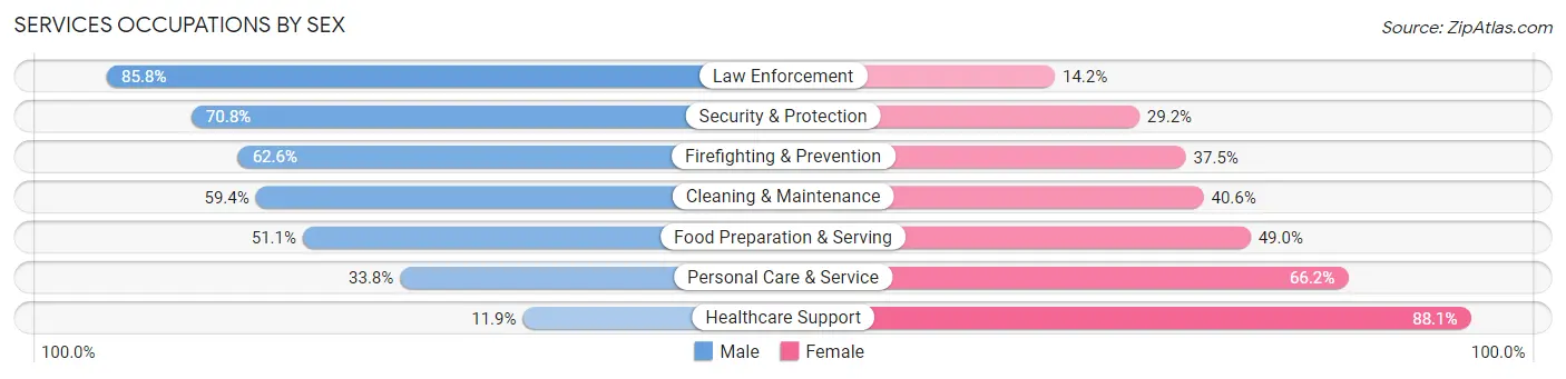 Services Occupations by Sex in Chatham County