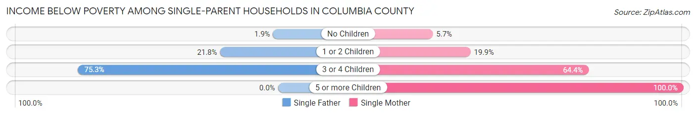 Income Below Poverty Among Single-Parent Households in Columbia County