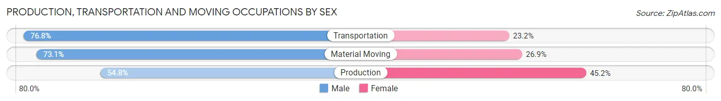 Production, Transportation and Moving Occupations by Sex in Dougherty County