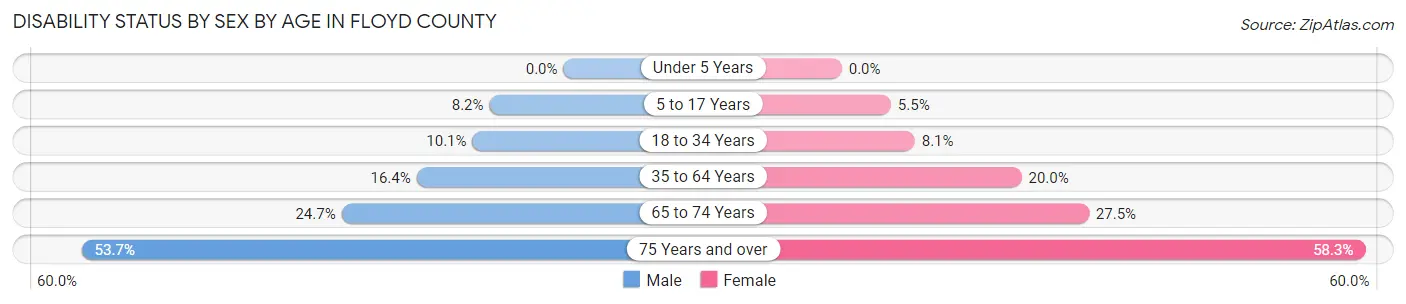 Disability Status by Sex by Age in Floyd County