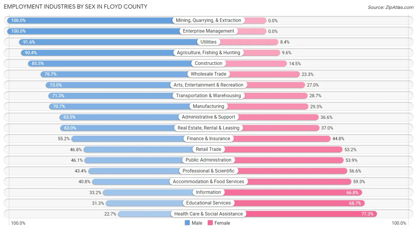 Employment Industries by Sex in Floyd County