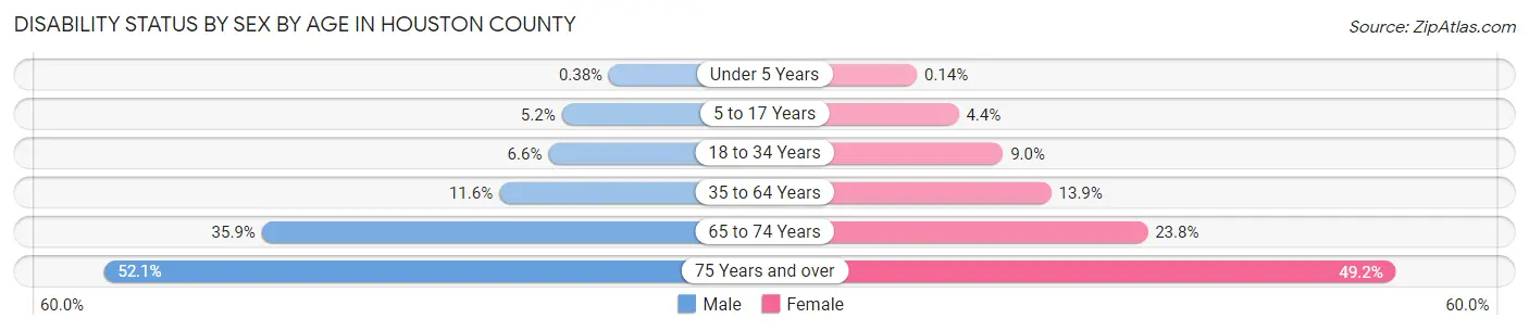 Disability Status by Sex by Age in Houston County