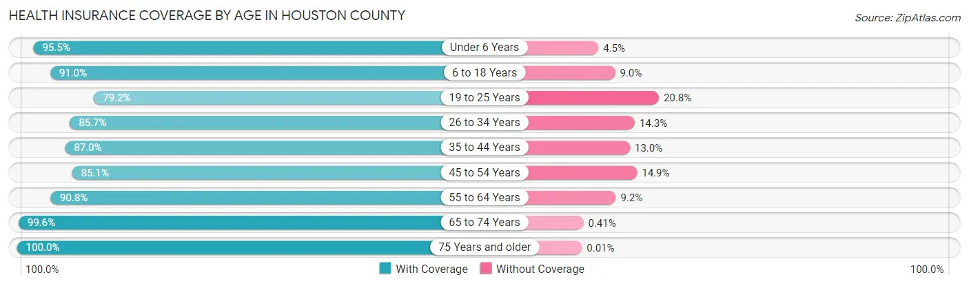 Health Insurance Coverage by Age in Houston County