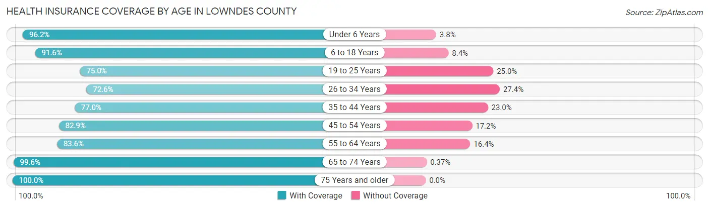 Health Insurance Coverage by Age in Lowndes County