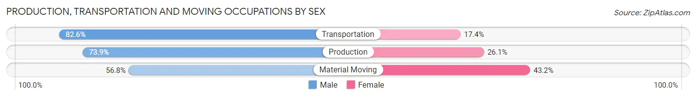 Production, Transportation and Moving Occupations by Sex in Paulding County