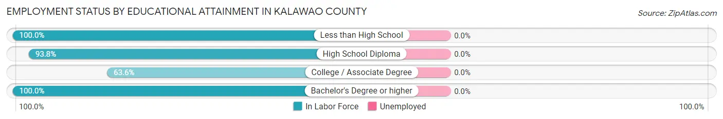 Employment Status by Educational Attainment in Kalawao County