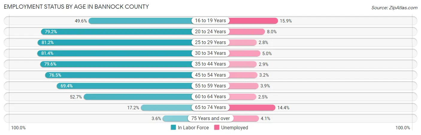 Employment Status by Age in Bannock County