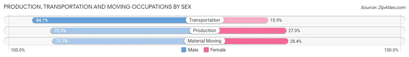 Production, Transportation and Moving Occupations by Sex in Bingham County