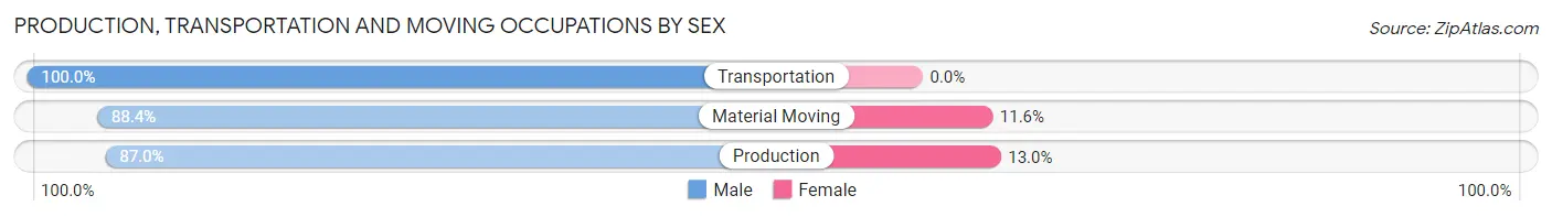 Production, Transportation and Moving Occupations by Sex in Blaine County