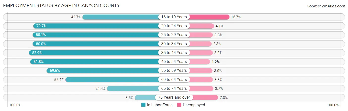Employment Status by Age in Canyon County
