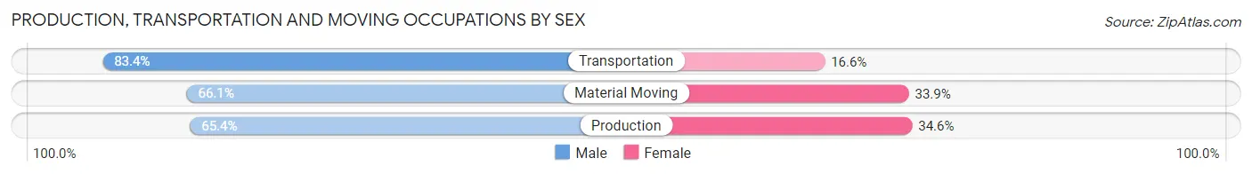 Production, Transportation and Moving Occupations by Sex in Canyon County