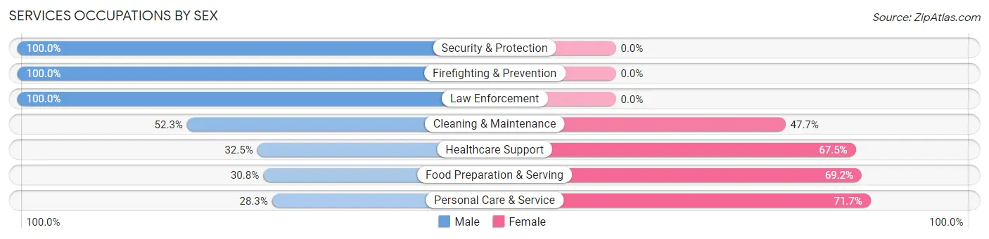 Services Occupations by Sex in Fremont County