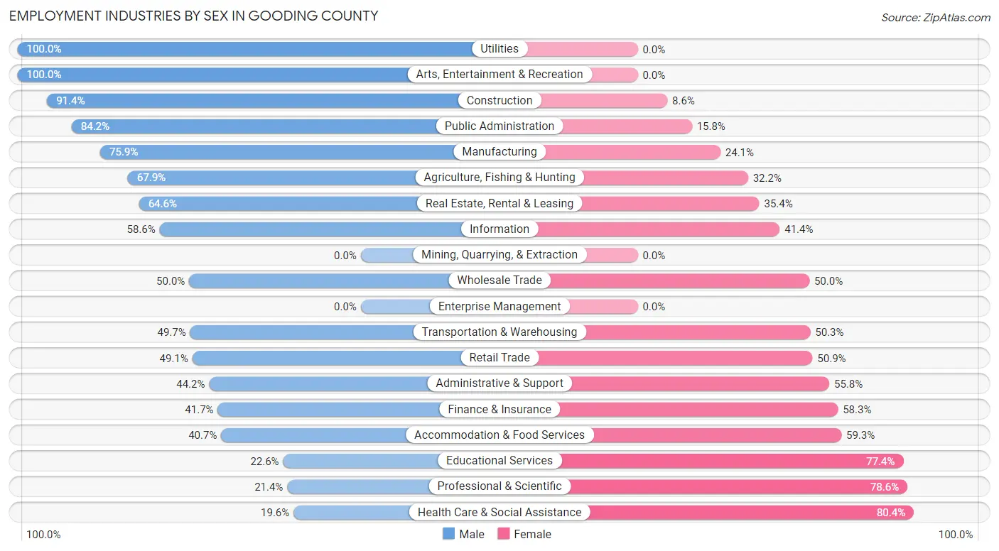 Employment Industries by Sex in Gooding County