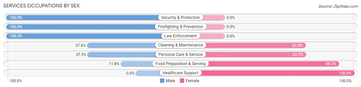 Services Occupations by Sex in Gooding County