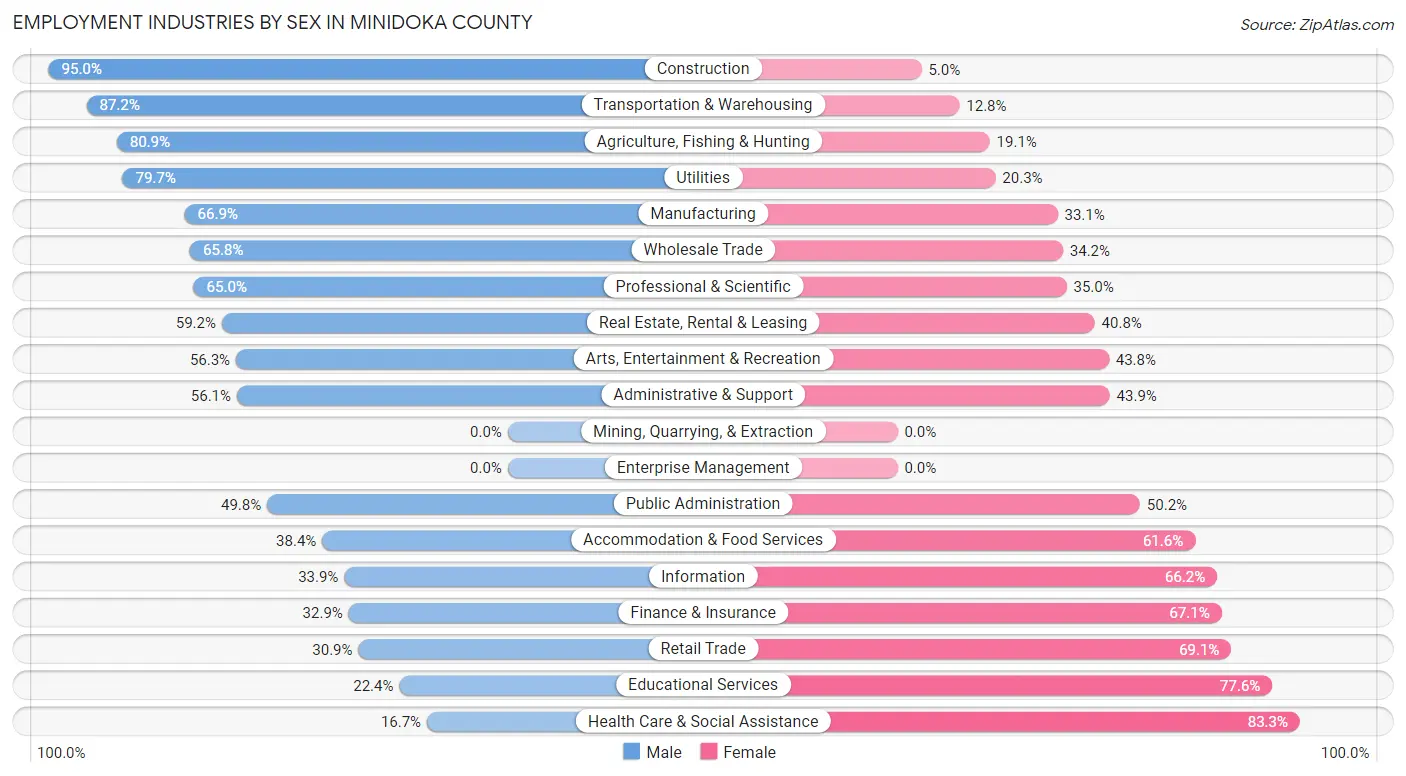 Employment Industries by Sex in Minidoka County
