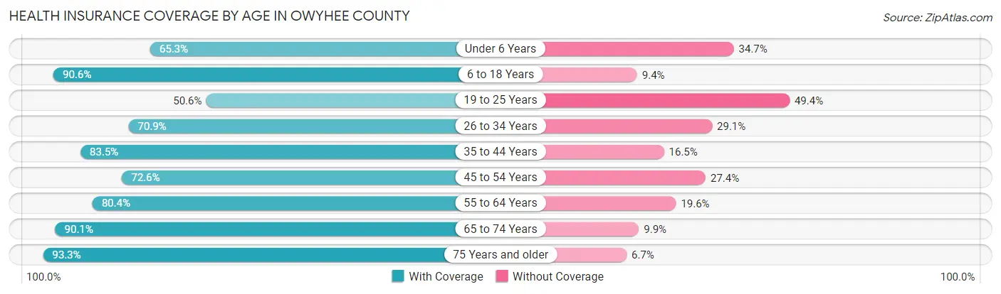 Health Insurance Coverage by Age in Owyhee County