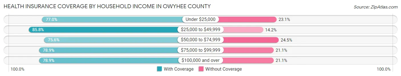 Health Insurance Coverage by Household Income in Owyhee County