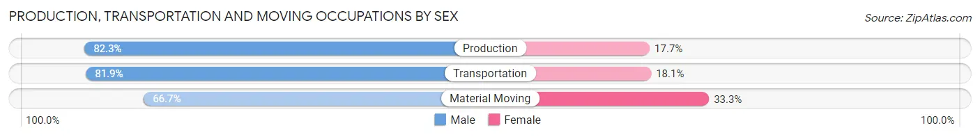 Production, Transportation and Moving Occupations by Sex in Owyhee County