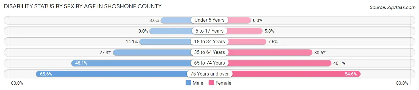 Disability Status by Sex by Age in Shoshone County