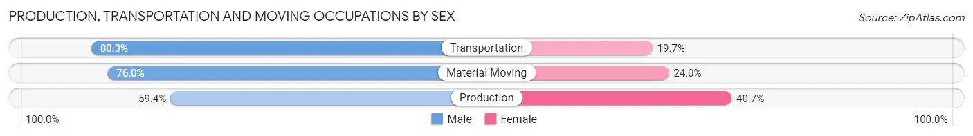 Production, Transportation and Moving Occupations by Sex in Shoshone County