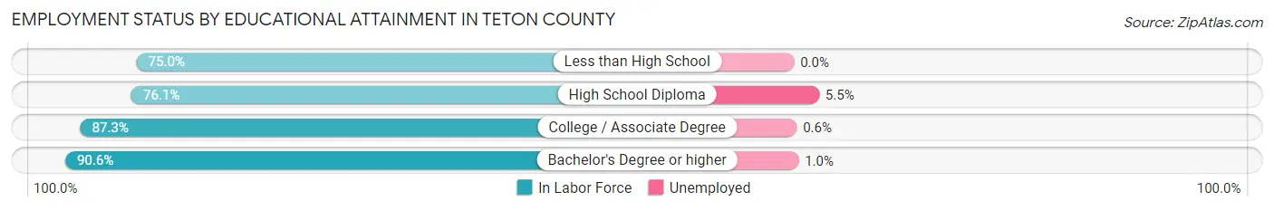 Employment Status by Educational Attainment in Teton County