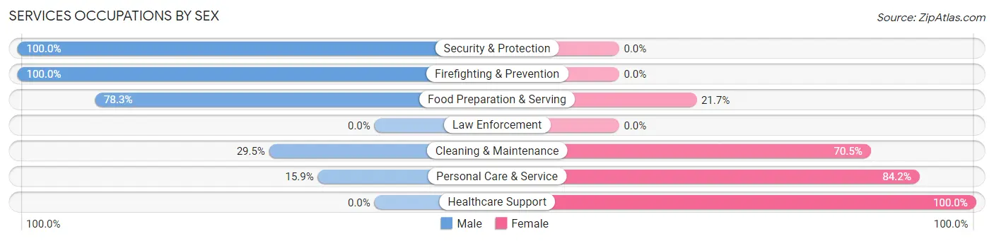 Services Occupations by Sex in Valley County