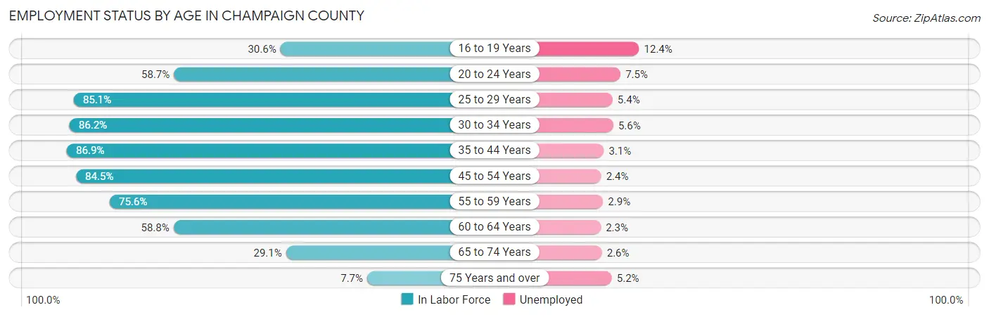 Employment Status by Age in Champaign County
