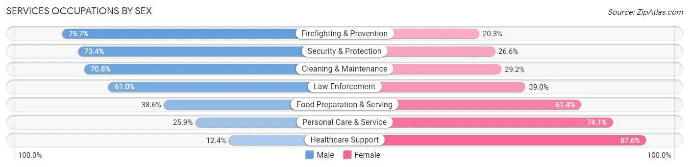 Services Occupations by Sex in Champaign County