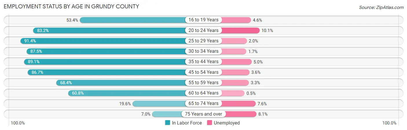 Employment Status by Age in Grundy County