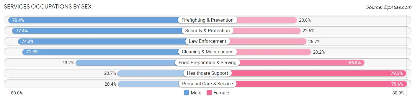 Services Occupations by Sex in McLean County