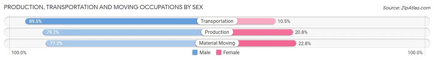 Production, Transportation and Moving Occupations by Sex in Peoria County