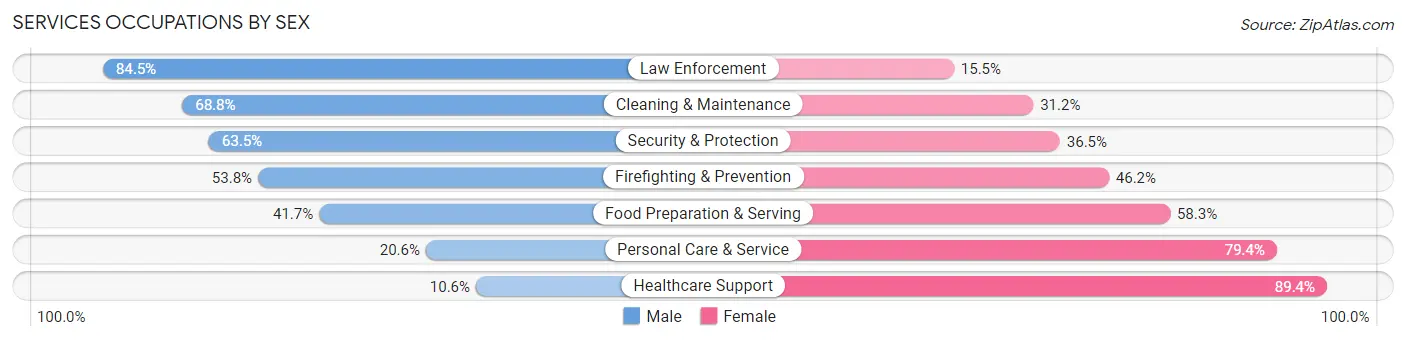 Services Occupations by Sex in St. Clair County