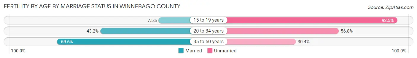 Female Fertility by Age by Marriage Status in Winnebago County