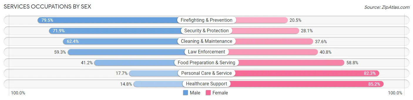 Services Occupations by Sex in Bartholomew County