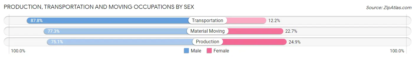 Production, Transportation and Moving Occupations by Sex in Henry County