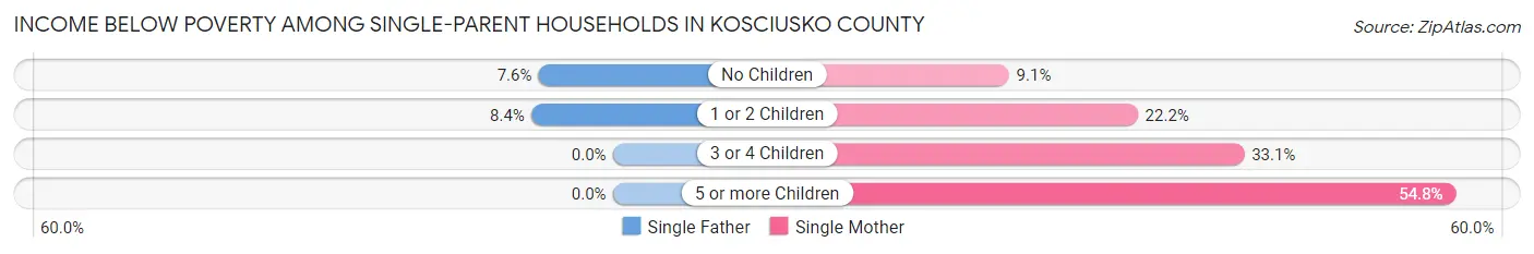 Income Below Poverty Among Single-Parent Households in Kosciusko County
