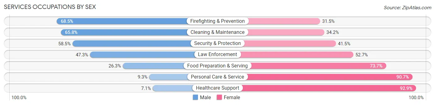 Services Occupations by Sex in Kosciusko County