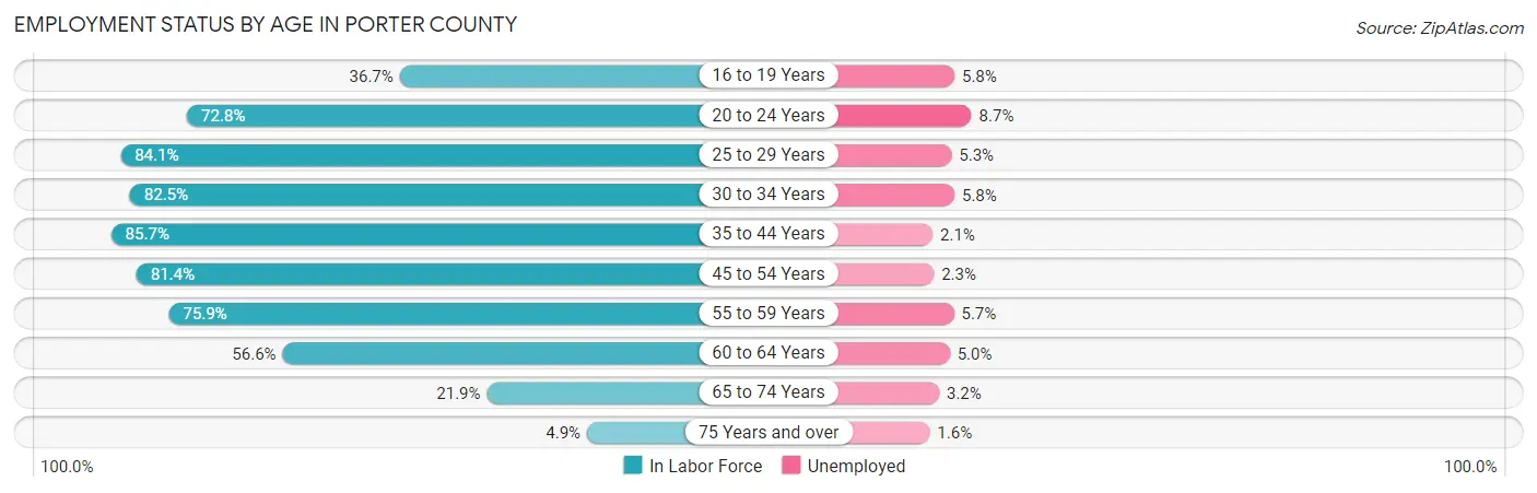 Employment Status by Age in Porter County
