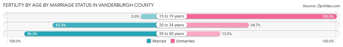 Female Fertility by Age by Marriage Status in Vanderburgh County