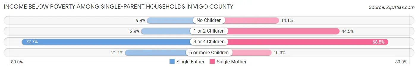 Income Below Poverty Among Single-Parent Households in Vigo County