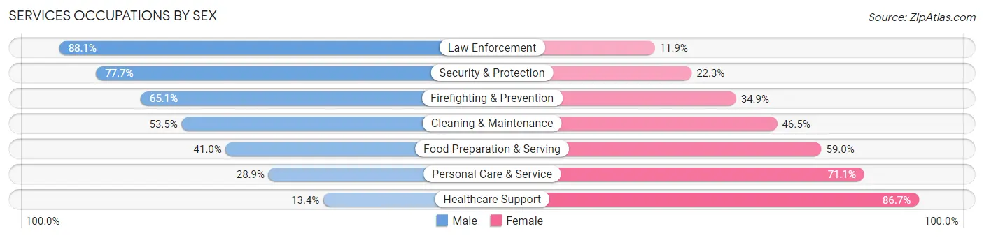 Services Occupations by Sex in Vigo County