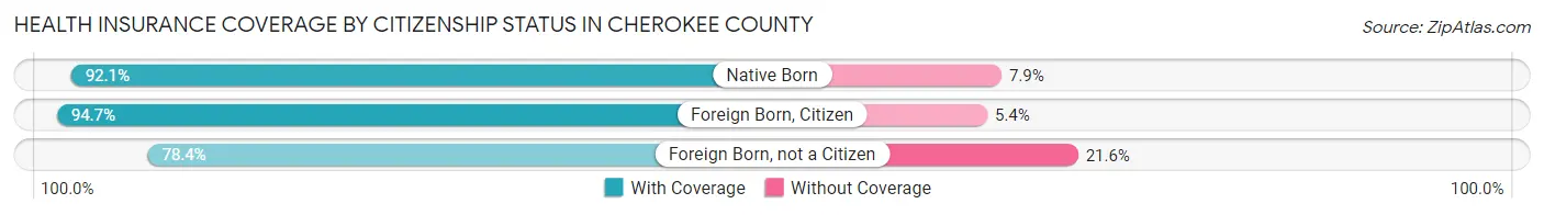 Health Insurance Coverage by Citizenship Status in Cherokee County