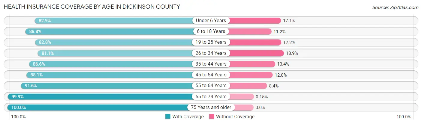Health Insurance Coverage by Age in Dickinson County
