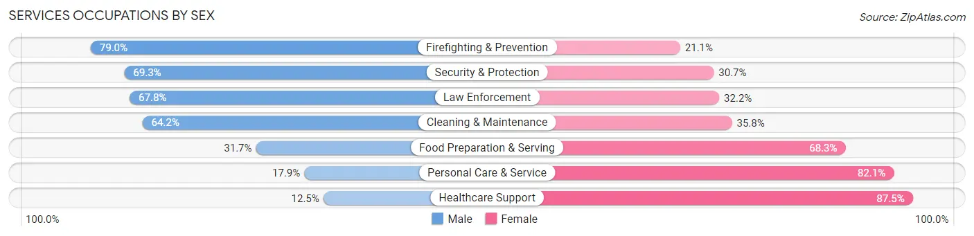 Services Occupations by Sex in Labette County