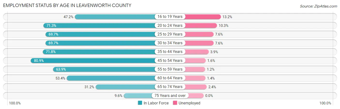 Employment Status by Age in Leavenworth County